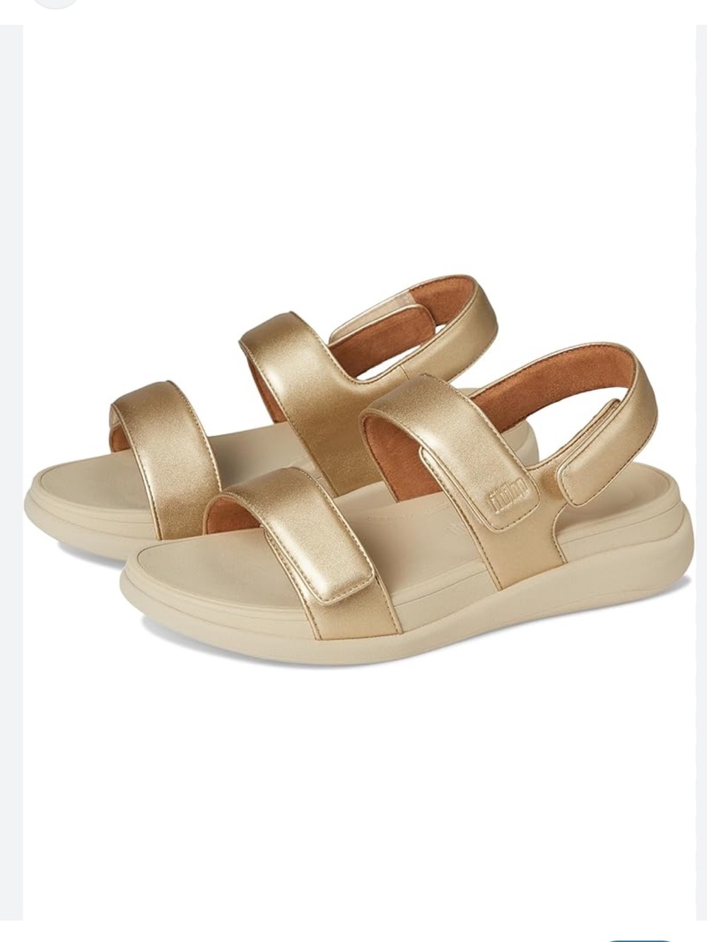 FitFlop F-Mode Go Metallic Gold Adjustable Flatform Sandals - Picture 2 of 10
